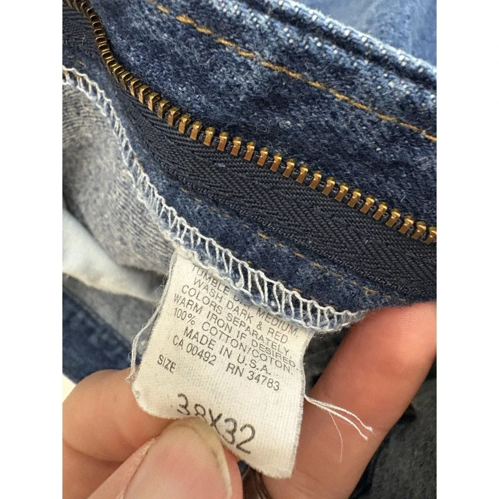 VTG 90s Lees Denim Jeans Rugged Workwear SZ 38x32 Blue